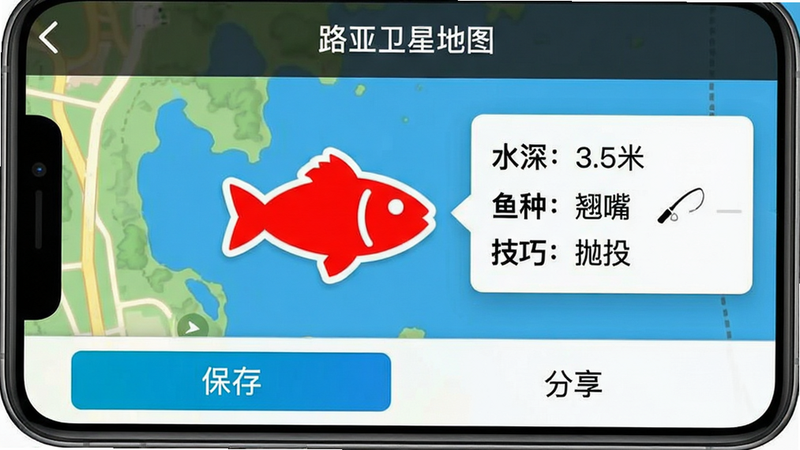 �ֻ������ͼ����ʾ��·�����ǵ�ͼ���ı�Ǳ༭���ܣ���ͼ����һ����Ŀ�ĺ�ɫ����ͼ�꣬�Աߵ�����Ϣ��Ƭ��������ˮ�3.5�ס��������֣����족�������ɣ���Ͷ�������֣�����ײ��С����桱�롰��������ť������������ɫ��������ͻ������ǡ��롰��Ϣ��¼�����ܣ������ֱ�ۣ��޶���Ԫ��