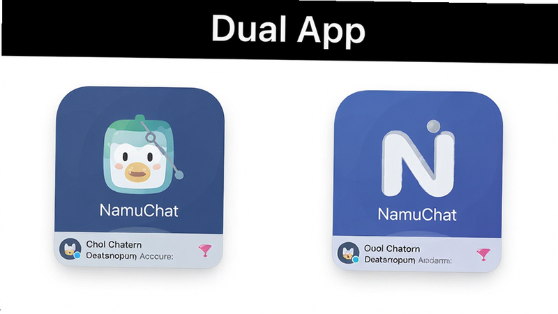 ����ΪNamuChat�࿪������ʾ������չʾ�������ŵ�Ӧ��ͼ�꣬�Ű�Գƣ����ֱ���׶���ϸ�ڰ����˺����ֱ�ʶ������֪ͨ�������ʸ��壬�ɾ��޶���UIԪ�أ����ֱ�ע