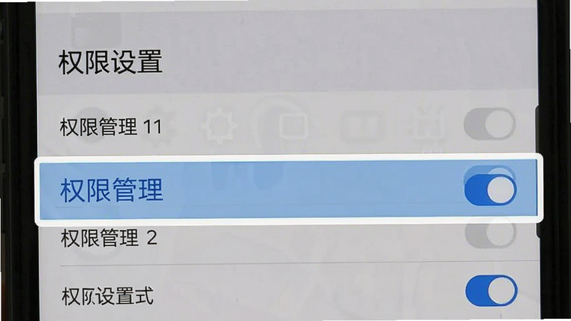 主体为手机设置界面截图,高亮显示权限管理选项,布局纵向排列,排版清晰,风格扁平化,细节展示勾选状态,画质清晰,干净,无多余元素,文字内容为