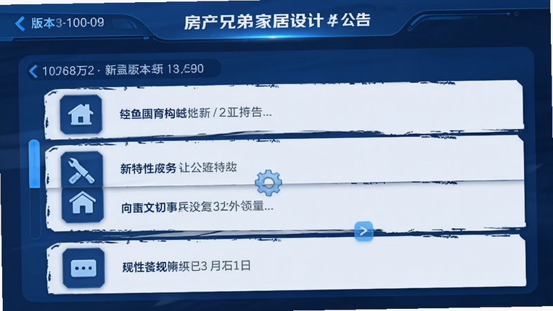 �������ֵܼҾ���ơ��°汾���¹���Ľ���ͼ������Ϊ����˵���б�������Ϊ��ֱ���������Ű����������Ϊ�Ƽ���UI��ϸ�ڰ����汾�ź�������ͼ�꣬�����������ɾ��޶���Ԫ��