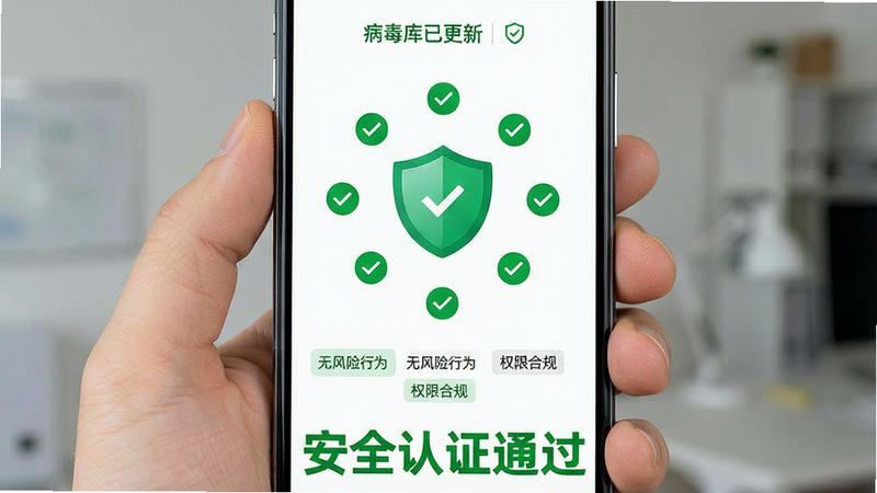 ����Ϊ�ֻ���ȫɨ����棬����Ϊ����ͼ����У���Χ������ɫ�Թ���ǣ��Ű�Գ�ƽ�⣬�������θУ����Ϊ�������磬�׵����֣�ϸ��չʾ���������Ѹ��¡������޷�����Ϊ������Ȩ�޺Ϲ桱��״̬��ǩ������������������Ԫ�أ����֡���ȫ��֤ͨ��������Ŀ��ɫ����λ�ڵײ�