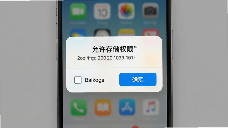手机界面设置弹窗示意图,主体为权限请求对话框,布局居中,排版简洁,风格为现代UI设计,细节显示勾选框与确定按钮,画质清晰,干净,文字包含