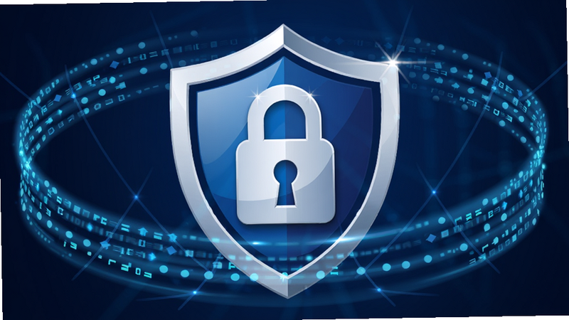 盾牌图标与 Lock 锁头组合成的 LightWAN 安全标识,周围环绕着数据流保护环,背景为深蓝色渐变,象征安全与稳定,图标设计简洁有力,高光细节丰富,高清矢量风格,无多余文字