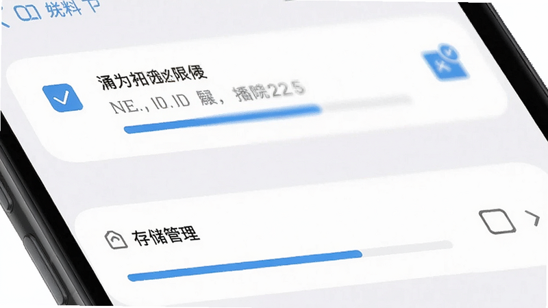 主体为手机设置界面截图,布局展示通知权限与存储管理选项,排版清晰,风格为简洁UI设计,细节处有勾选框与进度条,画质高清,干净,无多余元素