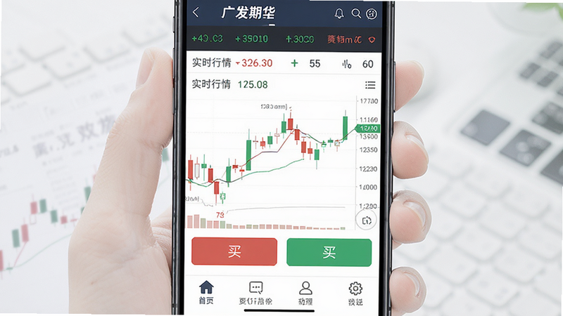 ����Ϊ�㷢�ڻ�Ͷ�ʽ��װ�׿APP����չʾ������������������ʾʵʱ���鱨�ۣ��в�ΪK��ͼ����������ť���ײ�Ϊ���ܵ����������������ϸ�ڰ��������������Ű���ͼ����ƣ����ʸ��壬�ɾ����޶���Ԫ��
