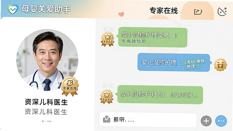 ����Ϊ��ĸӤ�ذ����֡�APP�ڵ�ר����ѯ���棬���������ʾר��ͷ��ְ�ơ��������ҽ�������Ҳ�Ϊ����Ի����ڣ�������ʾ���ڡ�Ӥ��ʪ������Ľ��飬�Ű�Ի�ʽ���֣������ܰרҵ��ϸ�ڰ���ר����֤���£������������ɾ����������֡�ר�����ߡ���Ŀ