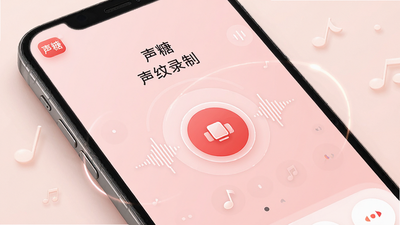 ����APP�������ϱ༭ҳ�棬��ʾ������¼�ơ����棬��һ����ɫ��¼����ť����Χ����Ƶ����ͼ������Ϊ��͵ķ�ɫ������Ԫ�ؼ�࣬�����ܰ��ϸ�ڴ��й���Ч�������ʸ��壬�ɾ����޶���Ԫ�أ��������ݰ���