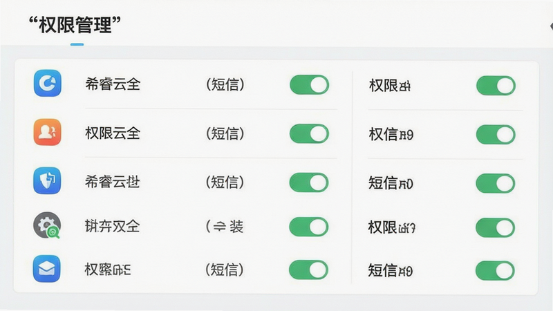 ϣ��ư�ȫ Ȩ�޹������棬����ΪӦ���б���Ȩ�޿��أ��������Ӧ��ͼ�꣬�Ҳ�Ȩ�ޱ�ǩ���Ű�����״��������ɫ������ϸ����ʾ��λ�����ŵ�Ȩ��ͼ�꣬���ʸ��壬�ɾ����޶���Ԫ�أ�����