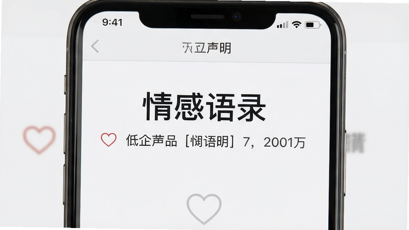 手机APP界面,显示'情感语录'的版权声明页面,文字清晰,背景为浅灰色,风格正式严谨,画质高清,干净,无多余元素