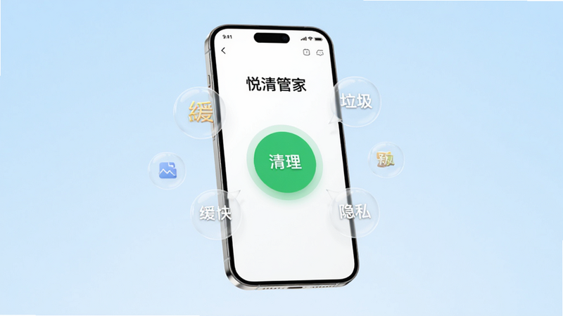 ����Ϊһ���ִ������ֻ�������ǳ��ɫ���䱳�����룬��Ļ��ʾ������ܼҡ�APP���棬����������һ���޴����ɫԲ��������ť����Χ�����Ŵ������桢��������˽�İ�͸������ͼ�꣬�����ɾ��������ƽ����Ʒ�񣬸�����Ⱦ���޶������֣���������