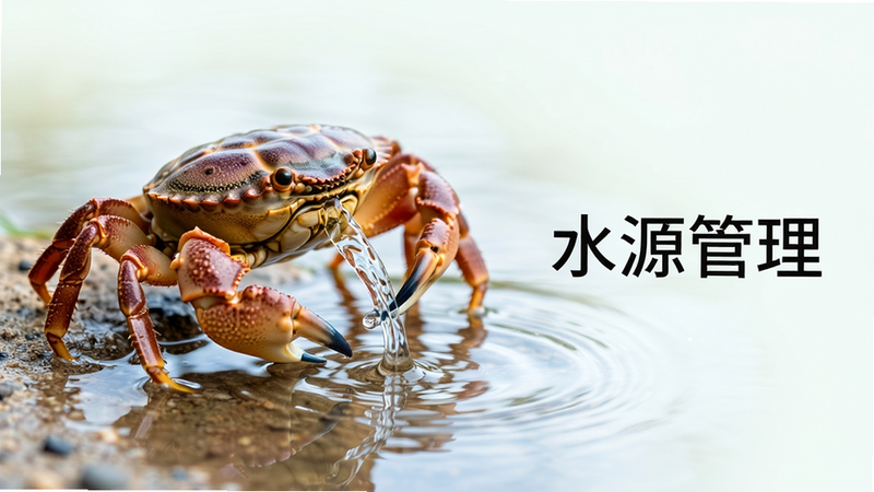 Boogu-Image, 主体是一只螃蟹在喝水,旁边有一个水洼,布局简洁,排版自然,风格清新,细节展现水流动态,画质清晰,干净,无多余元素,文字