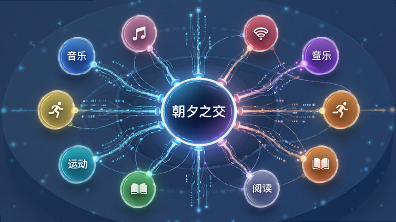 主体为抽象化的网络连接图,中心节点标有