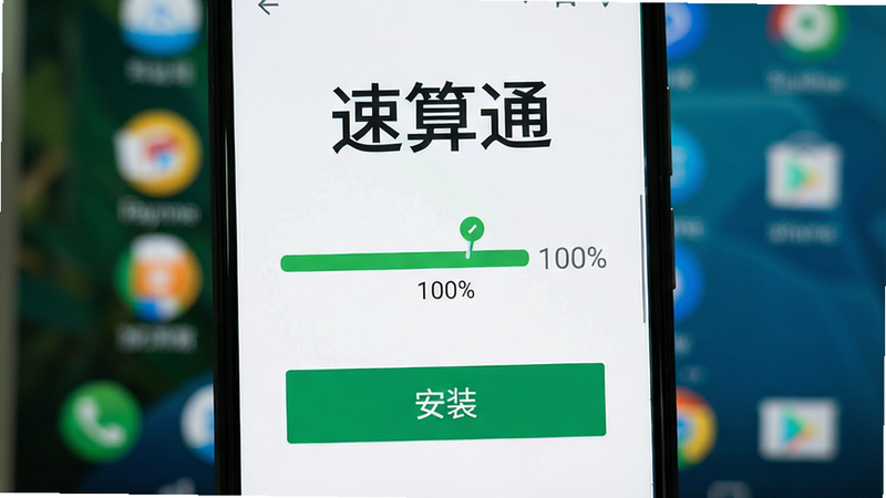 ����Ϊ�ֻ���Ļ��ʾ����ͨAPP�İ�װ���棬��������ʾ100%���·��С���װ����ť������Ϊ��׿ϵͳ���棬�����ʵ���������������֡�����ͨ�������ɼ�������������Ԫ��