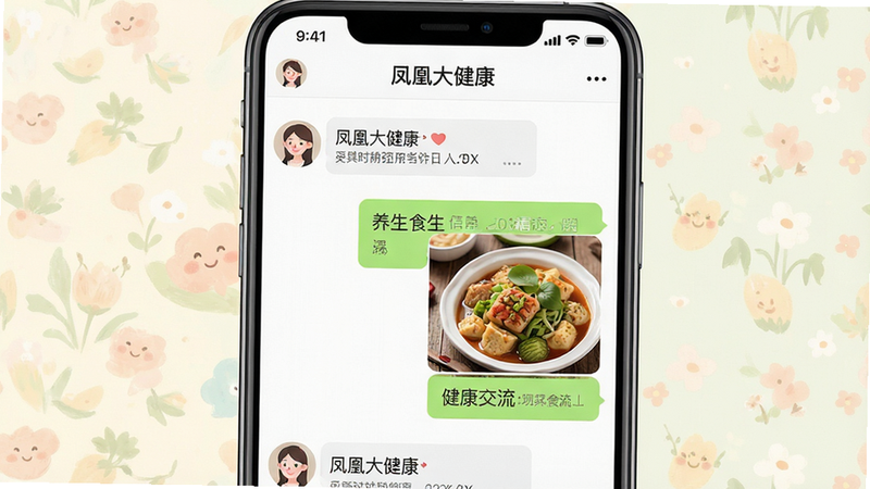 һ��չʾ�ֻ���������ʾ��ͼ������Ϊ����˴󽡿���APP�ڵ��������촰�ڣ�����Ϊ���ҶԻ����ݣ��������ţ���������Ѻã�ϸ����ʾ�û�ͷ���뷢�͵�����ʳ��ͼƬ������������������Ԫ�أ�������ʾ������������