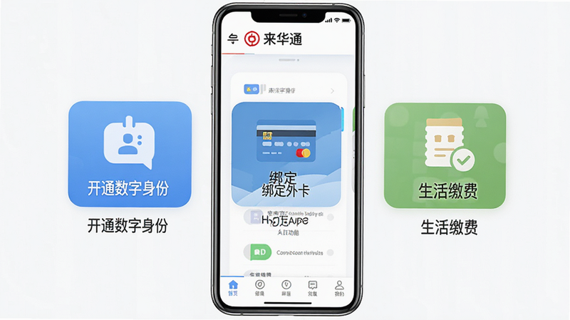 ����Ϊ����ͨAPP���ƶ��˽���չʾ������������������ʾ�й�����LOGO��������ͨ���������м�Ϊ���Ĺ������ͼ���硰��ͨ�������ݡ��������⿨����������ɷѡ����ײ�Ϊ�����������Ϊ�ִ���ƽ����ƣ�ϸ�ڰ���������������Ӣ�Ķ������֣����ʸ��壬�ɾ����޶���Ԫ��
