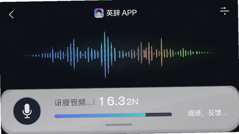 ����ΪӢ��APP�ķ����������棬����������һ����̬������ͼ�Σ��·���ʾ������������������Ű�Գƣ����Ƽ���ǿ��ϸ�ڰ�����˷�ͼ���뷴�����֣�����ϸ�壬�ɾ����޶���Ԫ��
