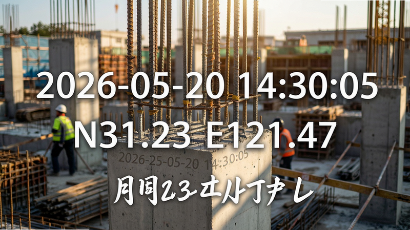 չʾһ�Ŵ�������ˮӡ�Ĺ�����Ƭ��ˮӡ����ʱ��2026-05-20 14:30:05������N31.23 E121.47�Լ��豸ID��ˮӡ��������������ͼƬ�ײ㣬����Ϊ����ʩ���Ļ������ṹ�����������ڸֽ��ϣ�������ʵ����רҵ�ԣ����壬�޶���Ԫ�أ����������ɶ�