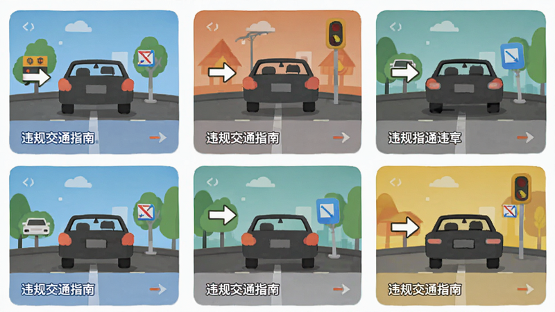 ����Ϊ��Υ�潻ָͨ�ϡ�APP��Υ��ͼ����棬����Ϊ��Ƭʽ���У�ÿ�ſ�Ƭչʾһ��Υ�³������Ű����룬����ƽ����ϸ�ڰ�����ͷָʾ������˵���������������ɾ����޶���Ԫ��