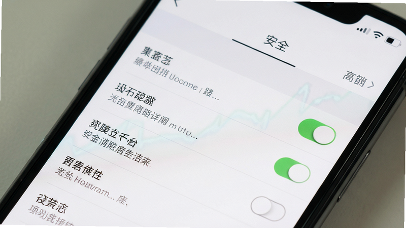 主体为手机设置界面,显示“安全”选项卡,布局为列表形式,排版清晰,风格为系统原生UI,细节包括开关按钮与文字说明,画质清晰,干净无多余元素