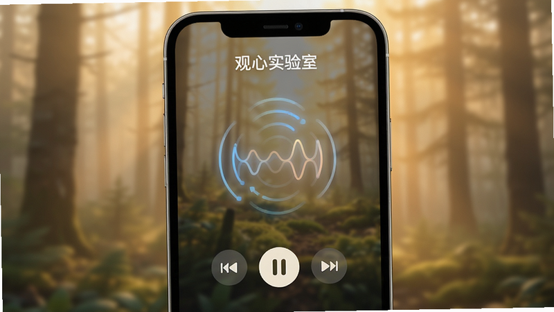 ������ʵ���ҡ�APP����ڤ����Ƶ�Ľ��棬������ģ����ɭ�ֳ�����������һ����������ָʾ�������ڻ������ţ��Ա��в��ſ��ư�ť������ɫ����ů��ͣ�Ӫ��������Χ����������Ӱ��񣬸ɾ�������