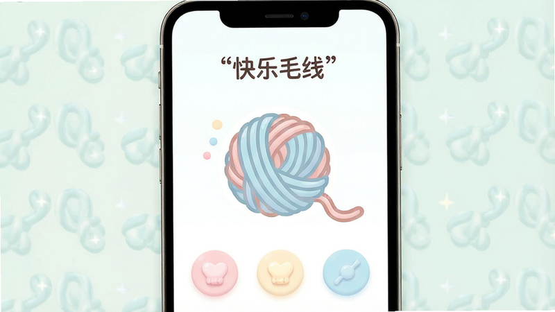 һ���ֻ��������ͼ������Ϊ������ë�ߡ�APP�������棬���ּ�࣬������һ���޴��ë����ͼ�꣬��Χ�ֲ��ż�����͵�Բ�ΰ�ť���Ű���У�������¿ɰ���������ɫϵ��ϸ�����������ʸ��壬�ɾ��޶���Ԫ�أ����֡�����ë�ߡ�������