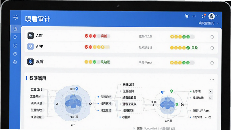 һ����ϸ����˽��Ʊ�����棬�б���ʽչʾ�˶��APP���ƣ�ÿ��APP�Ա��к����������ɫ�ķ��յȼ���ʶ���·�����ϸ��Ȩ�޵���ͼ�����硰λ�÷��ʡ�����ͨѶ¼��ȡ���ȣ�������Ƽ���ִ�����ɫ��������ɫ��ɫ����ͻ������ܡ�����ƹ��ܣ�������Ⱦ�����������ɶ�����ˮӡ