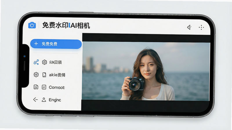 ����Ϊ�ֻ���Ļ���棬��ʾ���ˮӡAI���Ӧ����ҳ���������������Ϊ���ܲ˵����Ҳ�ΪԤ�������Ű����ִ������Ϊ��ƽ��UI��ƣ�ϸ�ڴ����ָ����ʸУ�����4K���ɾ��޶���Ԫ�أ����ֱ�ǩ�����ˮӡAI����������ɼ�