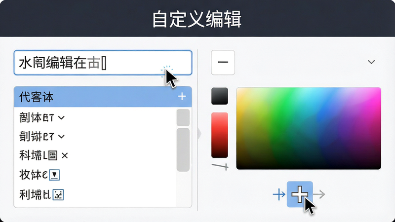 ˮӡ�༭���棬��ʾ�������������ѡ���б�����ɫѡȡ����λ����ק�ֱ������ַ�����ȷ�����רҵ��ϸ�ڴ��ɼ����ָ�뽻��Ч�������ʸ��壬�ɾ������֡��Զ���༭��������ʾ