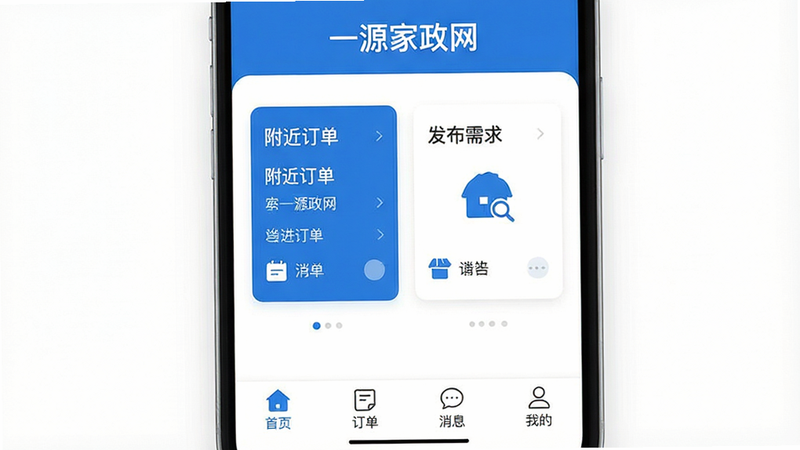 һ��չʾһԴ������App�������ı�ƽ��UI���ͼ������Ϊ�ֻ���Ļ����������ɫ����Ļ������ʾ��һԴ�����������⣬�м������Ϊ�������������͡���������������Ҫ��Ƭ���ײ���������������ҳ������������������Ϣ�������ҵġ��ĸ�ͼ�ꡣ����ִ���Լ��ɫ������ɫ�Ͱ�ɫΪ����ϸ�����������ʸ��壬�޶���װ��Ԫ�أ��ɾ�����