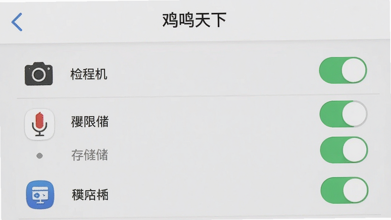 �ֻ���������ҳ�棬��ʾ���������¡�App��Ȩ�޹����б��������������˷硢�洢�ȿ���ѡ��������࣬ͼ������������Ϊǳ��ɫ������ƽ����ϸ��׼ȷ�������������ɾ����޶���Ԫ��