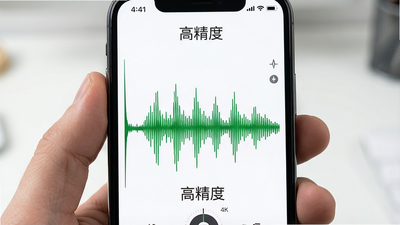 手机屏幕截图,显示节拍器波形图,绿色波形平稳,背景白色,文字标注