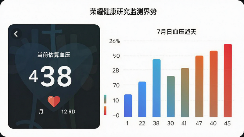 ��ҫ�����о�Ѫѹ�����棬�����ʾ��ǰ����Ѫѹ��ֵ���Ҳ��ǹ�ȥ7���Ѫѹ������״ͼ����ɫ�������콥���ʾ�ߵͱ仯����������ɫ�����������ɶ����������ݿ��ӻ����У���ƽ�����
