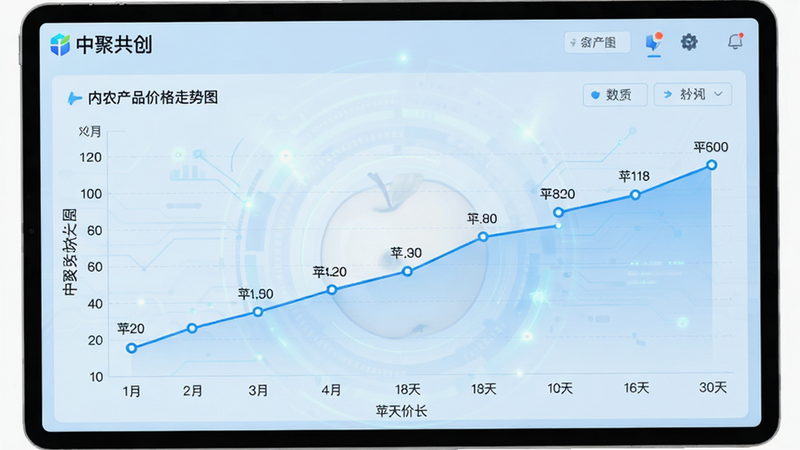 ���ݿ��ӻ�ͼ�����棬��ʾ���о۹�����APP�ڵ�ũ��Ʒ�۸�����ͼ������ͼչʾ��30�조ƻ�����۸�仯�����������������ݵ��ע��ȷ������Ϊ����ɫ�Ƽ��磬���ֽ��գ�������ݻ������廭��