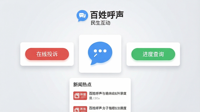 ����Ϊ���պ���APP��UI����ȫ��ͼ�������ִ���ƽ����Ʒ����������չʾһ����ɫ�ĶԻ�����ͼ�꣬��Χ������������Ҫ����ģ�鿨Ƭ�����Ϊ������Ͷ�ߡ���ɫ��ť���Ҳ�Ϊ�����Ȳ�ѯ����ɫ��ť���·�Ϊ�������ȵ㡱�б�������Ϊǳ��ɫ���䣬���������ɼ������������պ�����Logo�͡��������������������ֶԳ�ƽ�⣬�Ű��࣬ϸ�ڴ�����͵���ӰЧ�������ʸ��壬�ɾ��޶���Ԫ�ء�