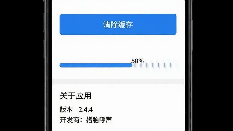 ����Ϊ���պ���APP������ҳ�档��ʾ��������桱��ť���������ʾ������������Ϊ50%���·���ʾ������Ӧ�á���Ϣ�������汾��2.4.4�Ϳ��������ơ�����Ϊ��ɫ������Ϊ��ɫ����ťΪ��ɫ�����ּ�࣬�Ű�������ϸ�ڴ��н���������Ч�������ʸ��壬�޶���Ԫ�ء�
