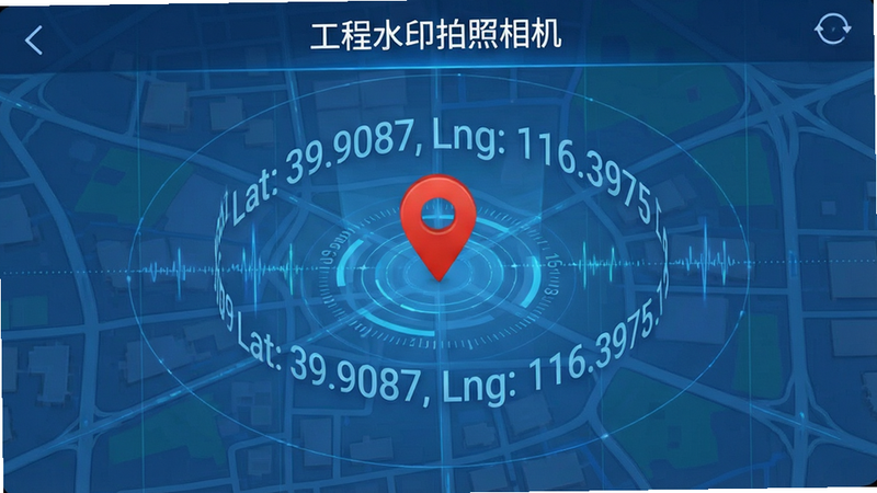 չʾ������ˮӡ����������Ķ�λ��ͼ���棬����Ϊһ�����ֵ�ͼ��������һ����Ŀ�ĺ�ɫ��λͼ�꣬��Χ�����Ű�͸�����������������֡�Lat: 39.9087, Lng: 116.3975�������ֲ������ķ���ʽ���Ű����ִ������Ϊ�Ƽ�����ɫ����ϸ�ڰ���ϸ΢������������������Ч���������������ɾ������ұ�����