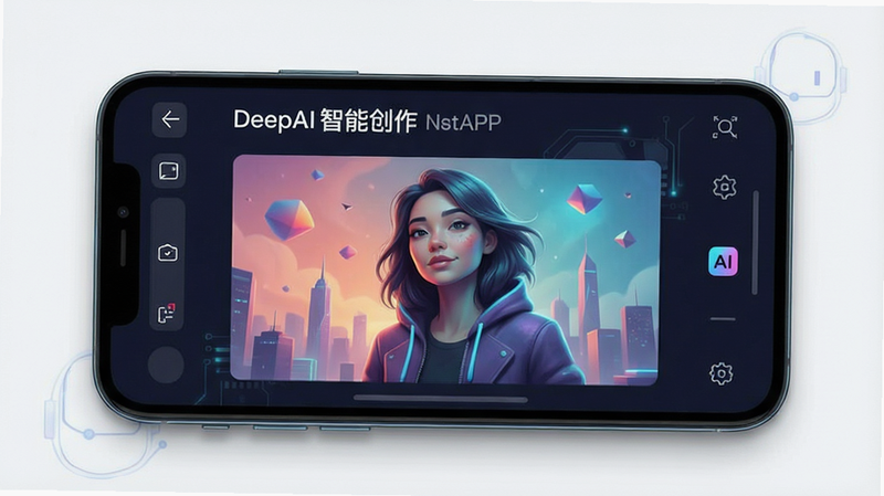 һ��չʾDeepAI���ܴ���APP����ĸ������ͼ������Ϊ�ֻ���Ļ����ʾAI����ͼ���Ԥ�����ڣ����ּ���ִ����Ű����������Ƽ���ǿ��ϸ�ڷḻ�������������ơ�DeepAI���ܴ����������������������ɾ��޶���Ԫ��