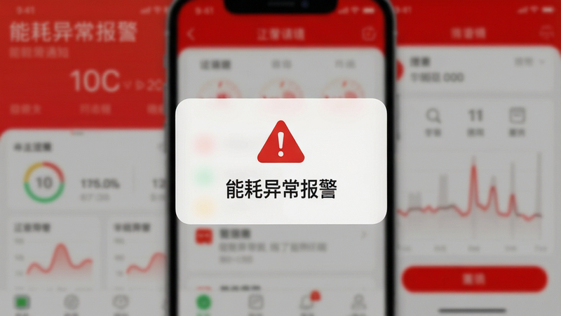 主体为手机报警通知弹窗效果,布局居中突出显示,背景为模糊的APP界面,风格警示红白配色,细节包含警告图标与文字提示,画质清晰,无多余元素,文字包含