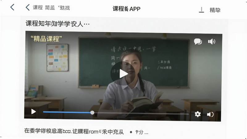 չʾ֪ѧѧ��APP�ڵĿγ�����ҳ������Ϊ��Ƶ���������棬���ְ����γ̱���ͼ�飬�Ű���գ����רҵ��ϸ����ʾ���Ž���������Ļѡ������������ɾ�������'��Ʒ�γ�'������