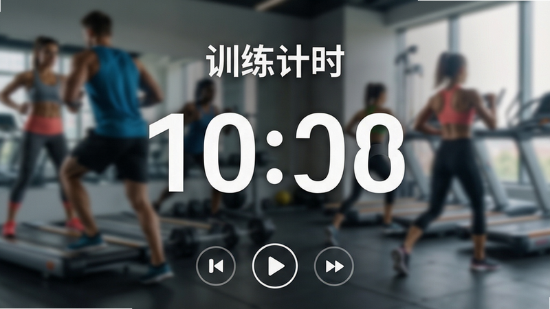 FreeFitness����ѵ���е�ʵʱ���棬��Ļ������ʾ��ŵ���ʱ���֣��ײ��в��ſ��ư�ť������Ϊģ�����˶����������־��У���񶯸У�ϸ�������������������ɾ�����������Ϊ