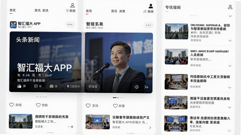 ����Ϊ�ǻ㸣��APP����Ѷ��ҳ������Ϊ�ٲ�����Ƭʽչʾ���Ű����ۣ����Ϊ��Լ��Ѷ�磬ϸ�ڰ���ͷ�����Ŵ�ͼ���б�ʽ��Ҫ���ţ�������Ŀ�������������ɾ����޶���Ԫ��