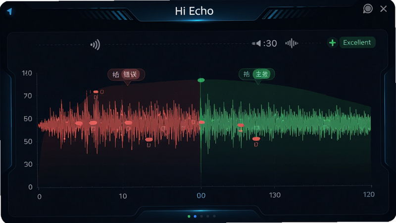 Hi Echo �������η������棬��ʾ�û��������׼�����ĶԱȲ���ͼ����ɫ��Ǵ������أ���ɫ�����ȷ���֣�����Ƽ���ǿ�������������������ֵȼ���Excellent�������רҵ�Ͻ���ϸ�ھ��£��߷ֱ��ʣ�����������