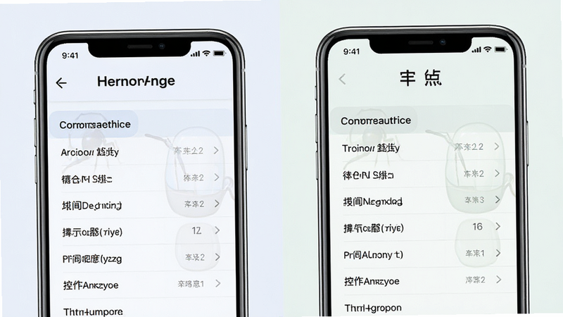“蚁群流动(新功能)免费版”多语言界面切换示意图,主体为手机屏幕对比,左侧英文右侧中文,布局并排,排版整齐,风格简洁,细节显示菜单项翻译对照,画质清晰,色彩柔和,无水印