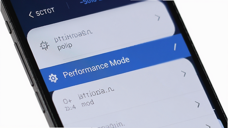 �ֻ���Ļ��ʾ���ò˵����棬������ʾ'Performance Mode'ѡ��Ա���һ������ͼ�꣬����Ϊ����ɫ�����������������Ϊ�ִ�UI��ϸ�ھ��£������������޶���Ԫ��
