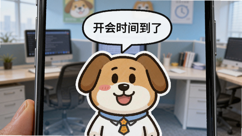 手机桌面视角,卡通狗