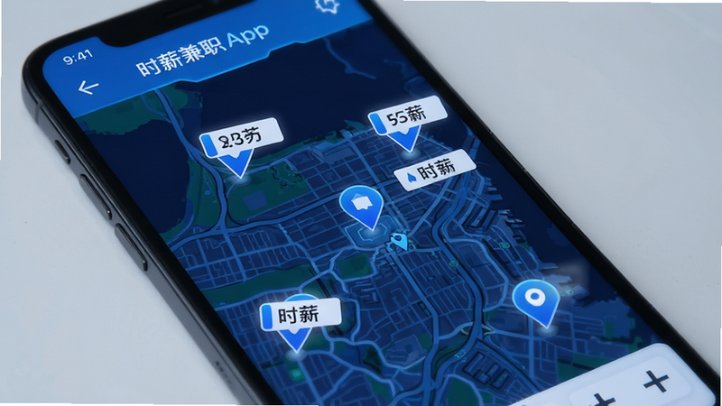 ����Ϊʱн��ְApp�ĵ�ͼģʽ���棬������ʾ��ͼ�ϵĶ��������λ��ǣ��Ű�ֱ�ۣ����Ϊ�Ƽ�����ɫ����ϸ�ڰ��������ʶ��ʱн���ֱ�ǩ����λͼ�꣬�����������ɾ������ұ���
