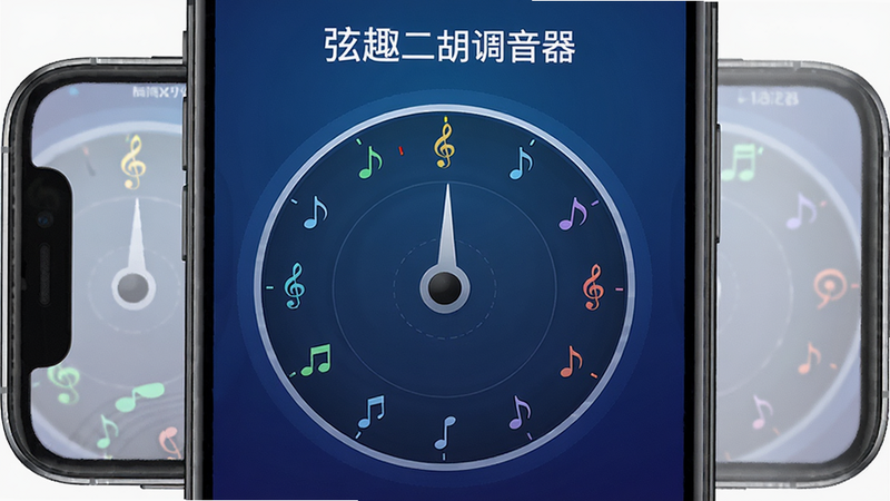����Ϊ�ֻ���Ļ���棬��ʾ��Ȥ����������APP��������һ���޴��Բ�ε������̣�ָ��ָ�����ģ���Χ����������ͼ�꣬����Ϊ����ɫ���䣬������ִ����߷ֱ��ʣ��޶���Ԫ�أ�����