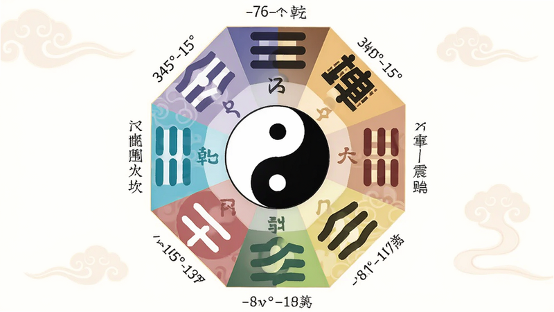 主体为八卦方位示意图,中心是