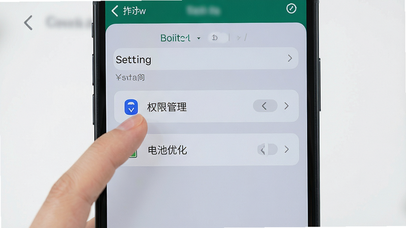 主体为手机设置界面,高亮显示