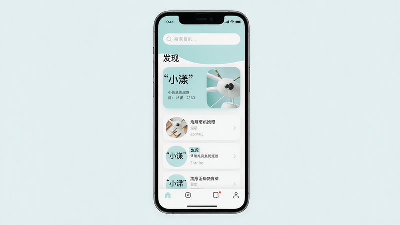 ����Ϊ�����ֻ���Ļ����ʾ��С����APP���棬��������������Ϊ���������в�Ϊ��Ƭʽ��Ѷ�����ײ�Ϊ����������񼫼��ִ���ɫ��������£�ϸ�ڳ��������Ű����룬���ʸ��壬�ɾ����޶���Ԫ�أ����ּ�����